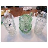 FERRY LAMP, LADY VICTORIAN CRYSTAL VASES