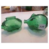 2 GREEN PIG BANKS