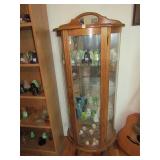 OAK CHINA CABINET W/ MIRROR CROWN