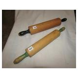 2 -101/2 " WOOD ROLLING PINSW/ PAINTED HANDLES