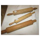 3 PRIMITIVE WOOD ROLLING PINS