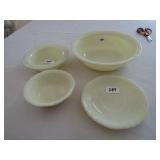 4 PIECES BUTTERSCOTCH 4 BOWLS MARKED