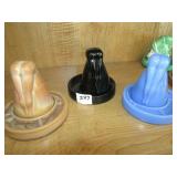 3 BOTTOMS UP SHOT GLASSES W/ COASTERS- SLAG, BLACK