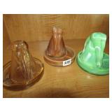 3 BOTTOMS UP SHOT GLASSES W/ COASTERS - SLAG, AMBE