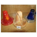 3 BOTTOMS UP SHOT GLASSES W/ COASTERS- SLAG,