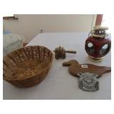 MOORMAN PIG COAT HOOK, WOOD ITEMS, LANTERN,