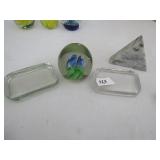 4 GLASS PAPER WEIGHTS