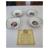 4 KELLOGGS 90 YEARS COLLECTOR BOWLS W/ CERTIFICATS