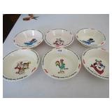 6 KELLOGGS CHARACTER COLLECTOR BOWLS