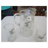 GROGG PITCHER ,2 GLASSES
