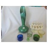 ROYAL HAEGER R 1752 VASE, GREEN DEPRESSION,