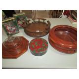 DINING TABLE LAZY SUSAN, CHEESE DISH, LARGE WOOD