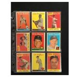 9 Different 1958 Topps Baseball Stars/hof 9 Different 1958 Topps Baseball Stars/hof