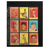 9 Different 1958 Topps Baseball Stars/hof