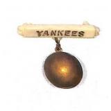 Vintage Yankees Pin with Baseball Charm