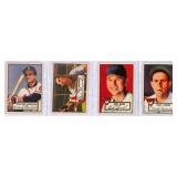 (4) 1952 Topps Baseball Cards Crease Free