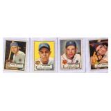 (4) 1952 Topps Baseball Cards Crease Free