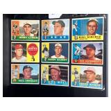 (9) 1960 Topps Baseball Cards, High Grade