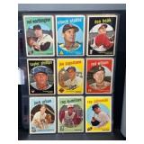 45 1959 Topps Baseball Cards in Display Sheets