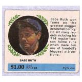 1969 Atlantic Oil Babe Ruth $1 Contest Card