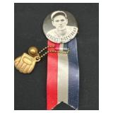 Dizzy Dean Pinback Button with Ribbon and Charm