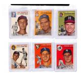 6 1954 Topps Baseball Cards in Hi-Grade