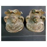 Brass Lionï¿½s Head Bookends 1 Has a Chip