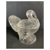 LE Smith Clear Glass Lidded Turkey Dish