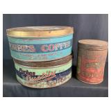 Coffee Can & 2 Coffee Tins