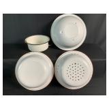 Enamel Ware Bowls, Colander