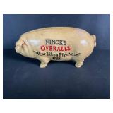 Finckï¿½s Overalls Cast Iron Pig Bank