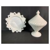 Westmoreland Milk Glass Plate and Candy Dish