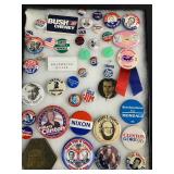 Political Buttons In Display Case