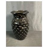 Black Amethyst Glass Hobnail Vase