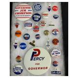 Political Buttons In Display Case