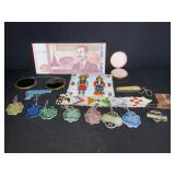 Vintage Dog Tags, Knife, Sunglasses, Beaded Purse