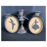 Silhouette Pictures & Sterling Silver Candelabra