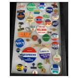 Political Buttons In Display Case