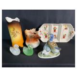 Vase, Swan Glass Figures, Duck Figure