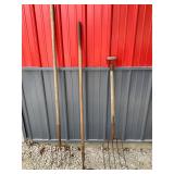 Long Handle Hoe and Pitch Forks