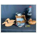 Hand Carved Ducks, Desk Set Coca-Cola Flashlight