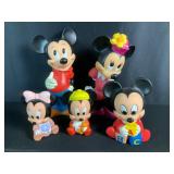 Mickey & Minnie Mouse & 3 Little Rubber Figures