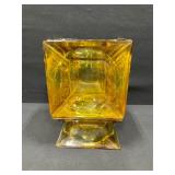 Amber Glass MCM Cube Candle Holder