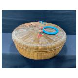 Chinese Wicker Round Sewing Basket