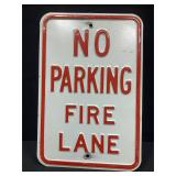 No Parking Fire Lane Embossed Metal Street Sign