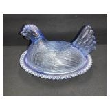 Indiana Glass Blue Hen on Nest