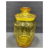 L.E.Smith Amber Glass Canister with Lid