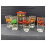 Hazel Atlas Antique Cars Drink Shaker & Glasses