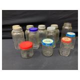Vintage Glass Jars Some with Zinc Lids