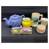 Antique Lot including Pottery, Sand Art, & more